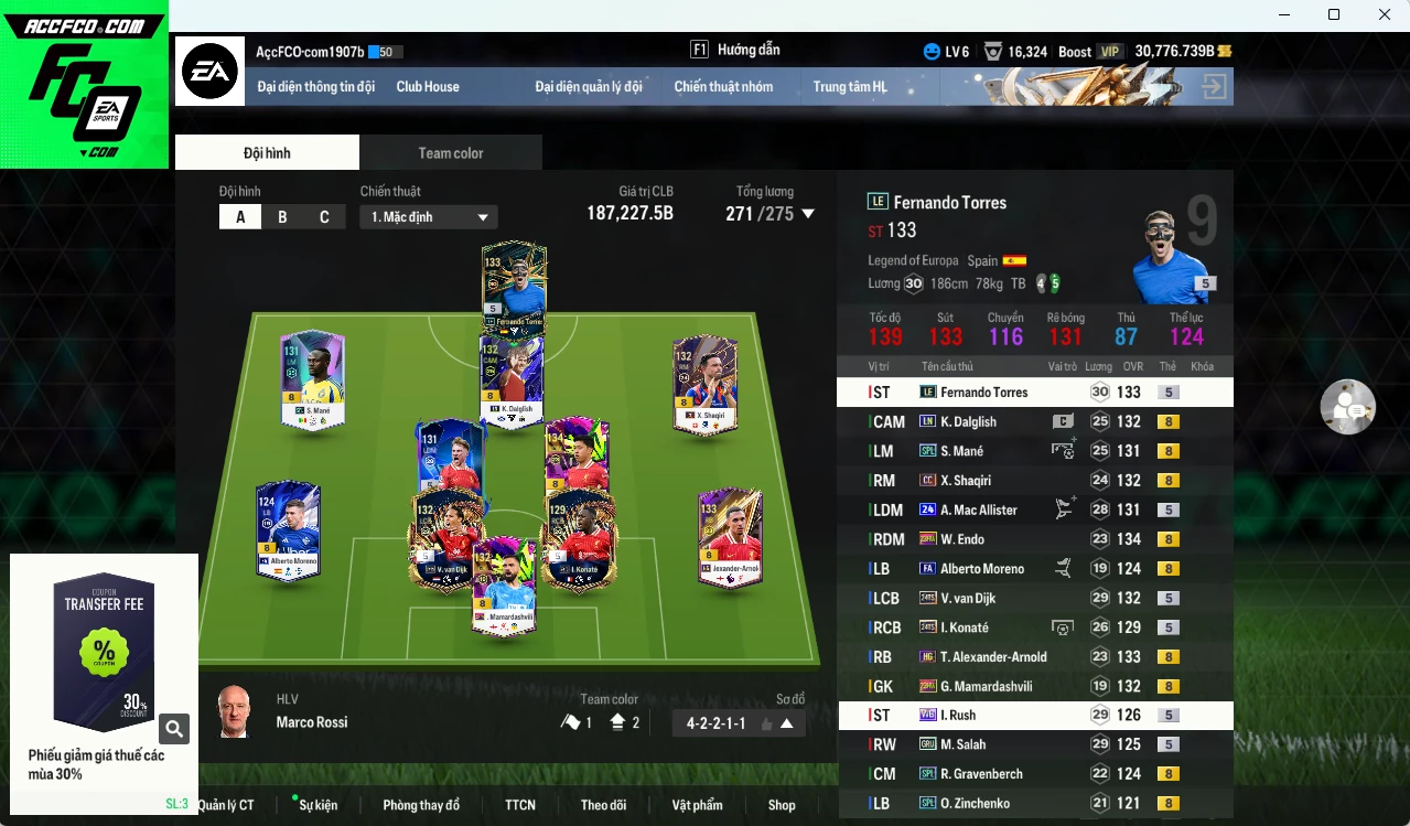 [ACC Rẻ🔥] Liverpool 187.220b dư 30.700b có Torres LE, Endo 23HW, Van Dijk 24TS, Dalglish LN, Mac Allister 24UCL, Shaqiri CC, Arnold HG, Rush WB, Mané SPL...